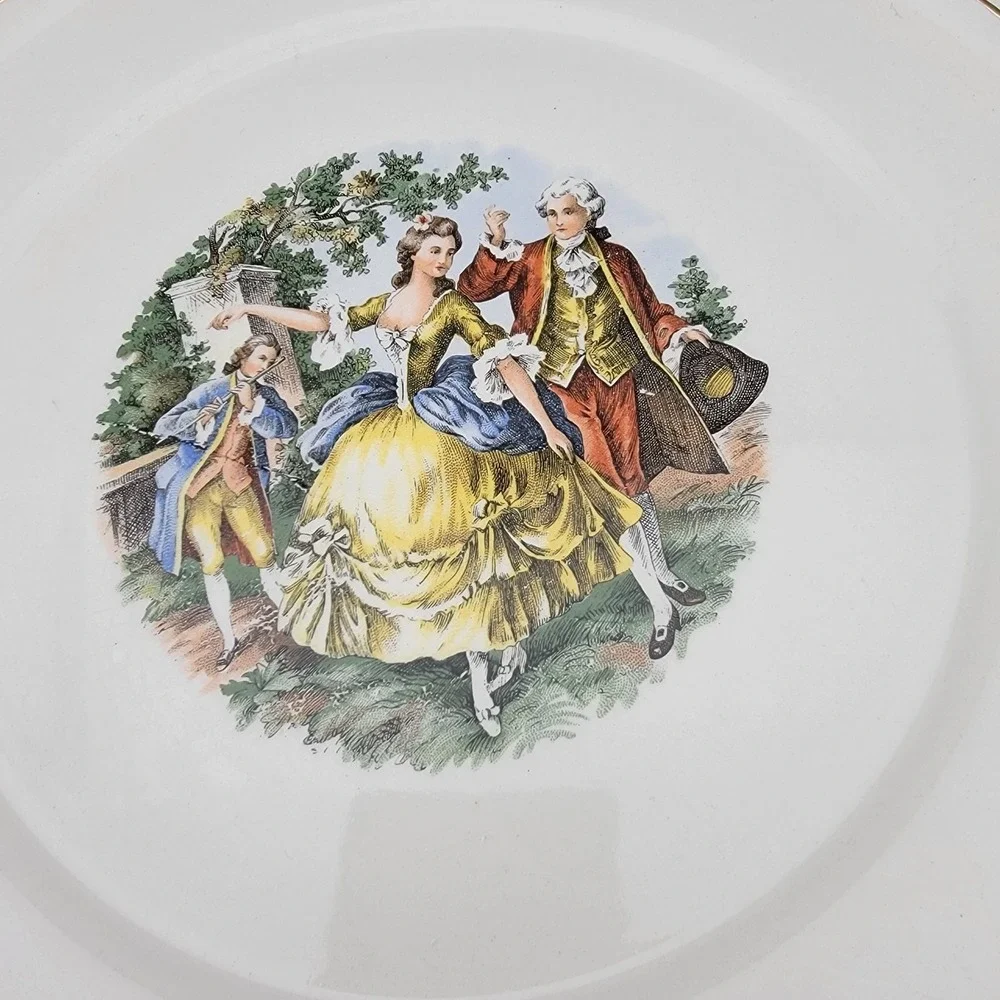 The Harker Pottery Company Plate 1840 22KT Gold Colonial Couple 10